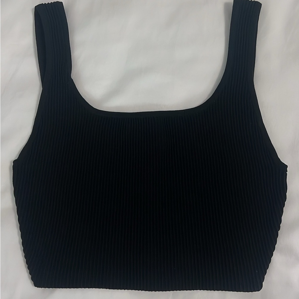 Babaton Black Ribbed Crop Top